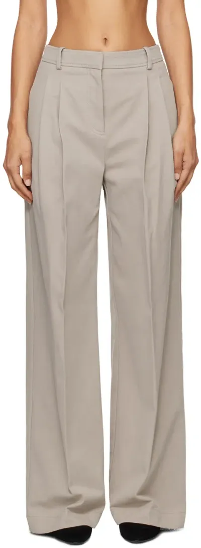 Hugo Boss Gray Cotton Twill Trousers In 99 Open Grey