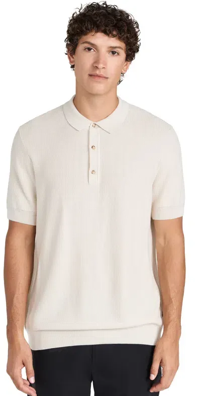 Hugo Boss Polo-collar Regular-fit Sweater In Silk And Cotton In Open White