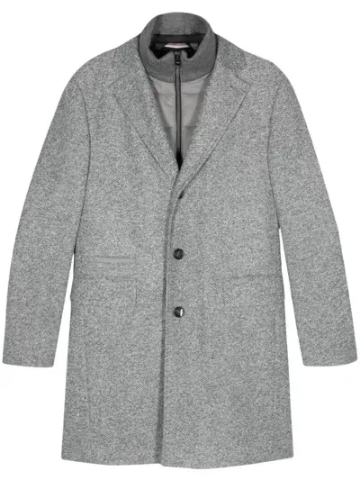 Hugo Boss Herringbone Layered Coat In 030