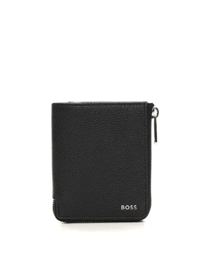 Hugo Boss Highway Ziparoun Vertical Wallet In Black