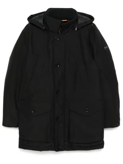 Hugo Boss Hooded Padded Jacket In Black