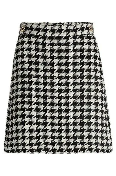 Hugo Boss Houndstooth Mini Skirt With Metallic Buttons In Multi