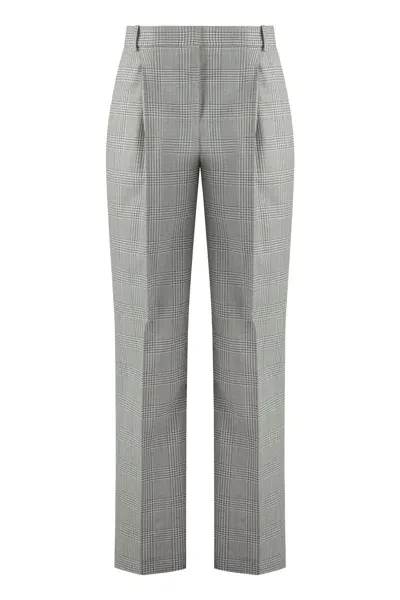 Hugo Boss Houndstooth Wool Trousers In White