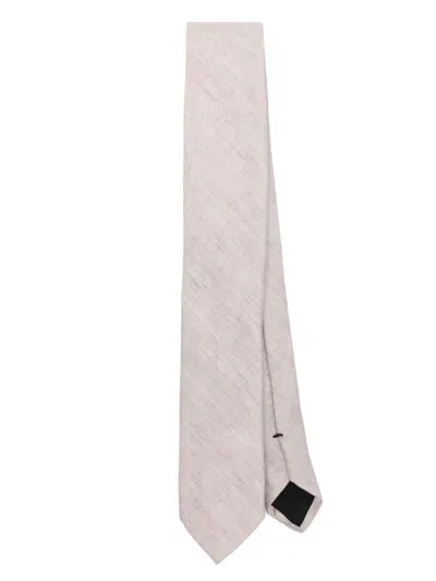 Hugo Boss Interlock-twill Tie In Neutrals