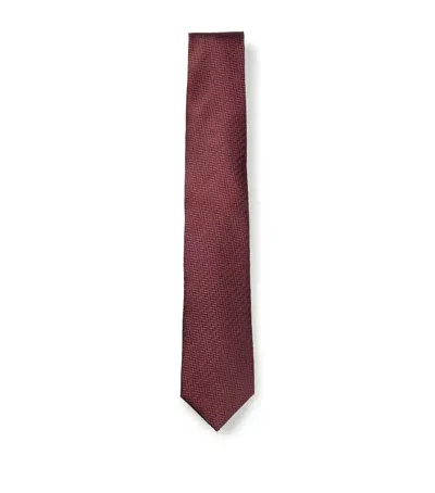 Hugo Boss Italian Silk Chevron Tie In Purple