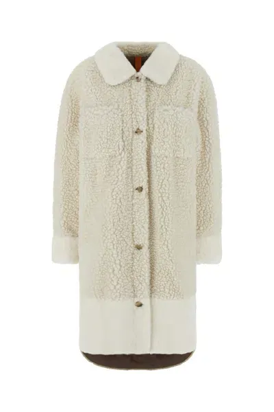 Hugo Boss Ivory Polyester Coat In Beige