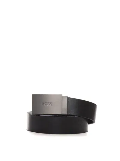 Hugo Boss Jion Buckle Belt With Logo Detail In Black