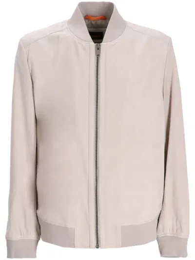 Hugo Boss Joflag Bomber Jacket In Neutrals