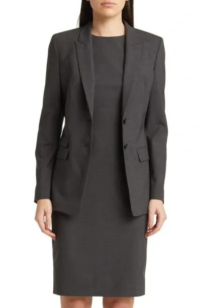 Hugo Boss Juicylara Peak Lapel Blazer In Charcoal