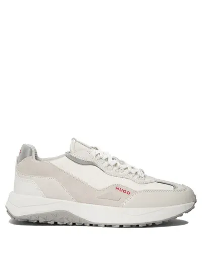 Hugo Boss Two-tone Lace Up Trainers In White