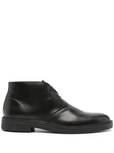 Hugo Boss Lace-up Leather Boots In Black