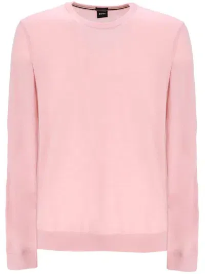 Hugo Boss Leno-p Virgin-wool Jumper In Pink