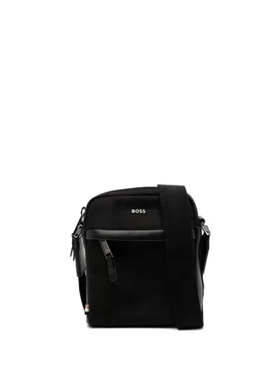 Hugo Boss Logo-embossed Messenger Bag In Black