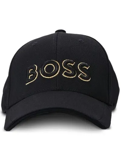 Hugo Boss Logo-embroidered Cotton Baseball Cap In Black