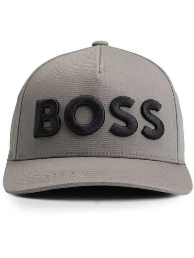 Hugo Boss Logo-embroidered Cotton Cap In 灰色