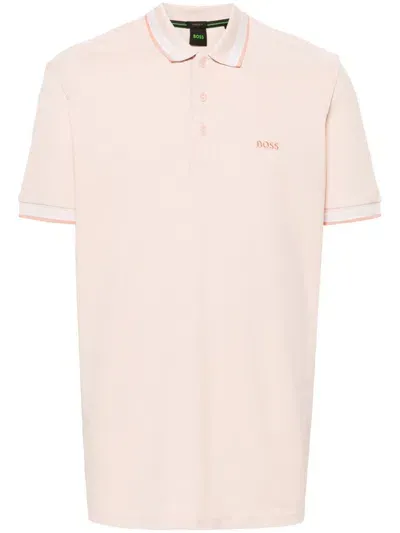 Hugo Boss Logo-embroidered Polo Shirt In Pink