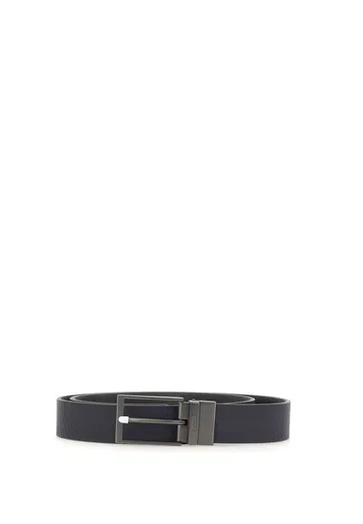 Hugo Boss Logo Engraved Buckle Belt In Blue