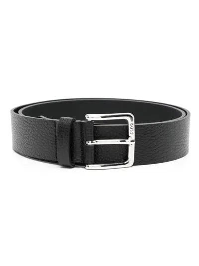 Hugo Boss Logo Leather Belt In Black