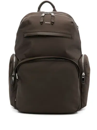 Hugo Boss Logo-lettering Backpack In Brown