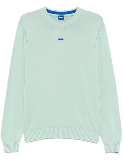 Hugo Boss Logo-patch Cotton Sweater In Green