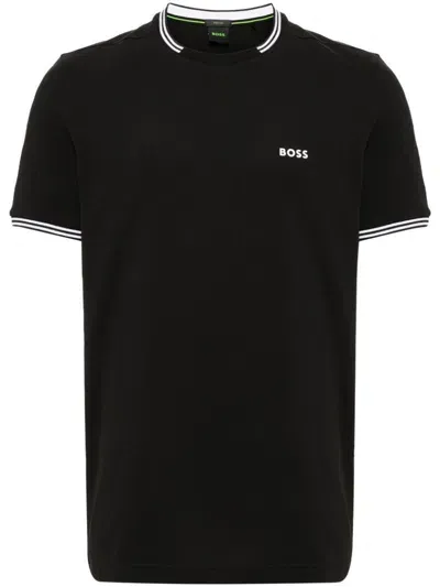 Hugo Boss Logo-patch Crew Neck T-shirt In Schwarz