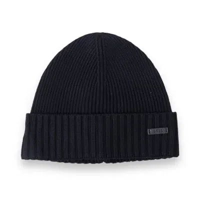 Hugo Boss Boss  Logo Patch Knitted Beanie In Black