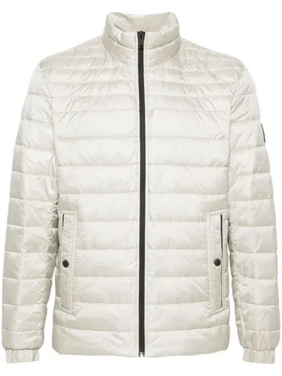 Hugo Boss Logo-patch Padded Jacket In Neutrals