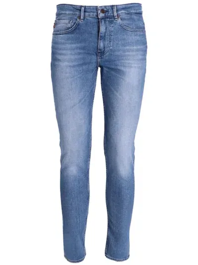 Hugo Boss Logo-patch Slim-cut Jeans In Blue