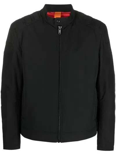 Hugo Boss Logo-patch Zip-up Jacket In Black