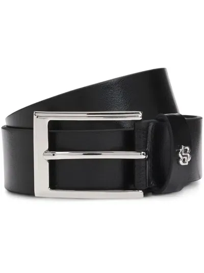 Hugo Boss Logo Plaque-detailing Belt In Black