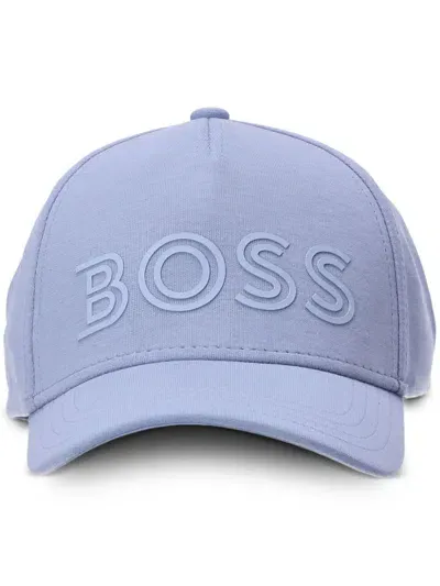 Hugo Boss Logo-print Cotton Cap In Blue