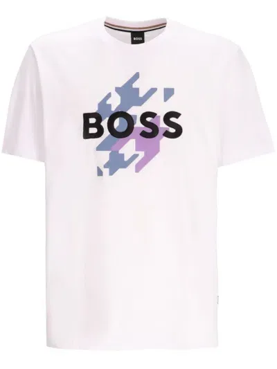 Hugo Boss Logo-print Cotton T-shirt In White