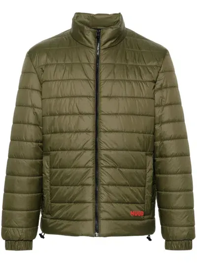 Hugo Boss Logo-print Padded Jacket In Green