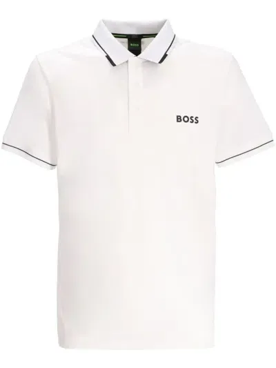 Hugo Boss Logo-print Polo Shirt In White