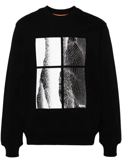 Hugo Boss Logo-print Sweatshirt In Schwarz