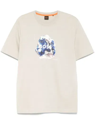 Hugo Boss Logo-print T-shirt In Neutrals