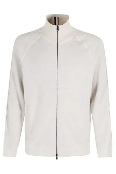 Hugo Boss Maglione In Lana Full Zip In White