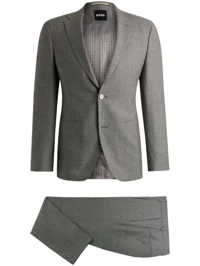 Hugo Boss Mélange-effect Suit In Green