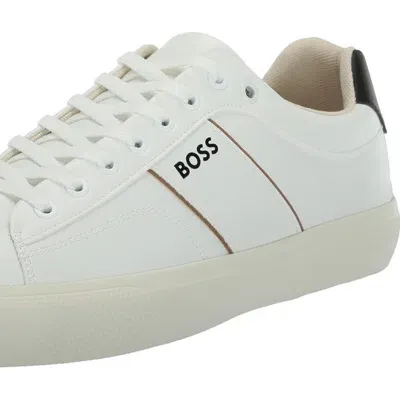 Hugo Boss Aiden-tenn-flrb Low Sneaker  In Suede And Rubber In White