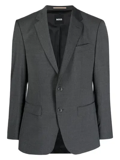 Hugo Boss Single-breasted Suit Jacket In 028 Dark Grey