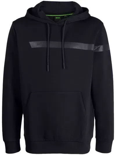 Hugo Boss Soody Logo-print Hoodie In Dark Blue 402