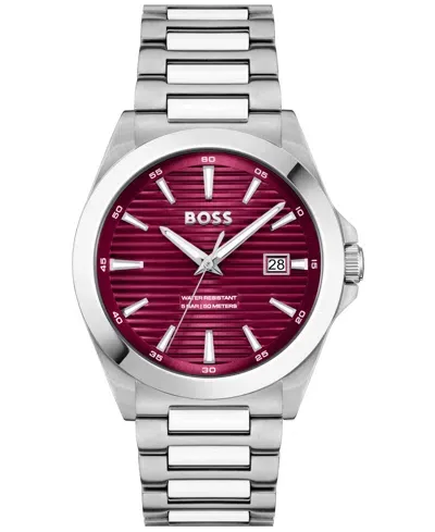 Hugo Boss Men's Strike Quartz Basic Calendar Stainless Steel Watch 41mm In Two-tone