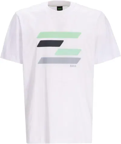 Hugo Boss Stripe-print Cotton T-shirt In White