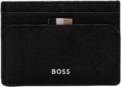 Hugo Boss Zair Leather Card Holder In Black