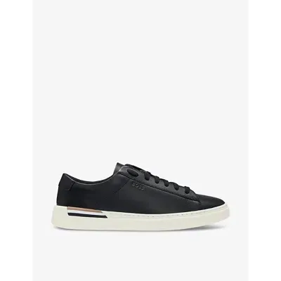 Hugo Boss Lace-up Leather Sneakers In Black