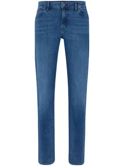 Hugo Boss Mid-rise Straight-leg Jeans In 蓝色