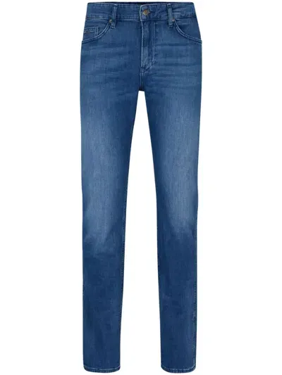 Hugo Boss Mid-rise Straight-leg Jeans In Blue