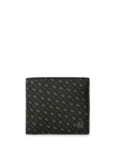 Hugo Boss Monogram Leather Wallet In Black