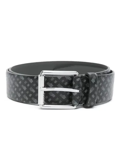 Hugo Boss Monogram-pattern Belt In Black