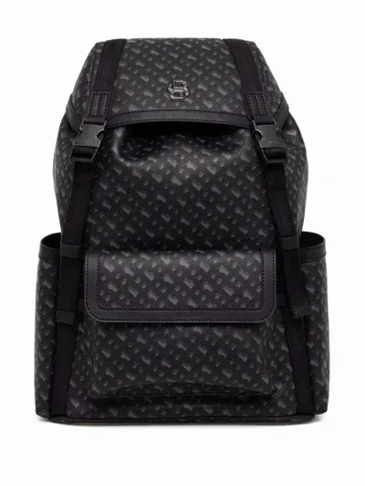 Hugo Boss Monogram-print Backpack In Black